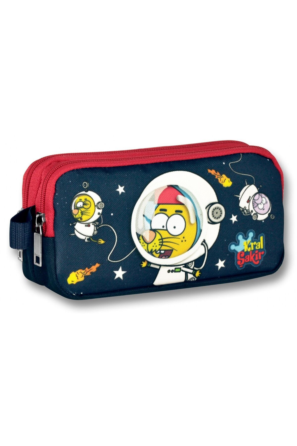 Kral Şakir İki Bölmeli Kırmızı-Lacivert Astronot Kalem Çantası - Erkek