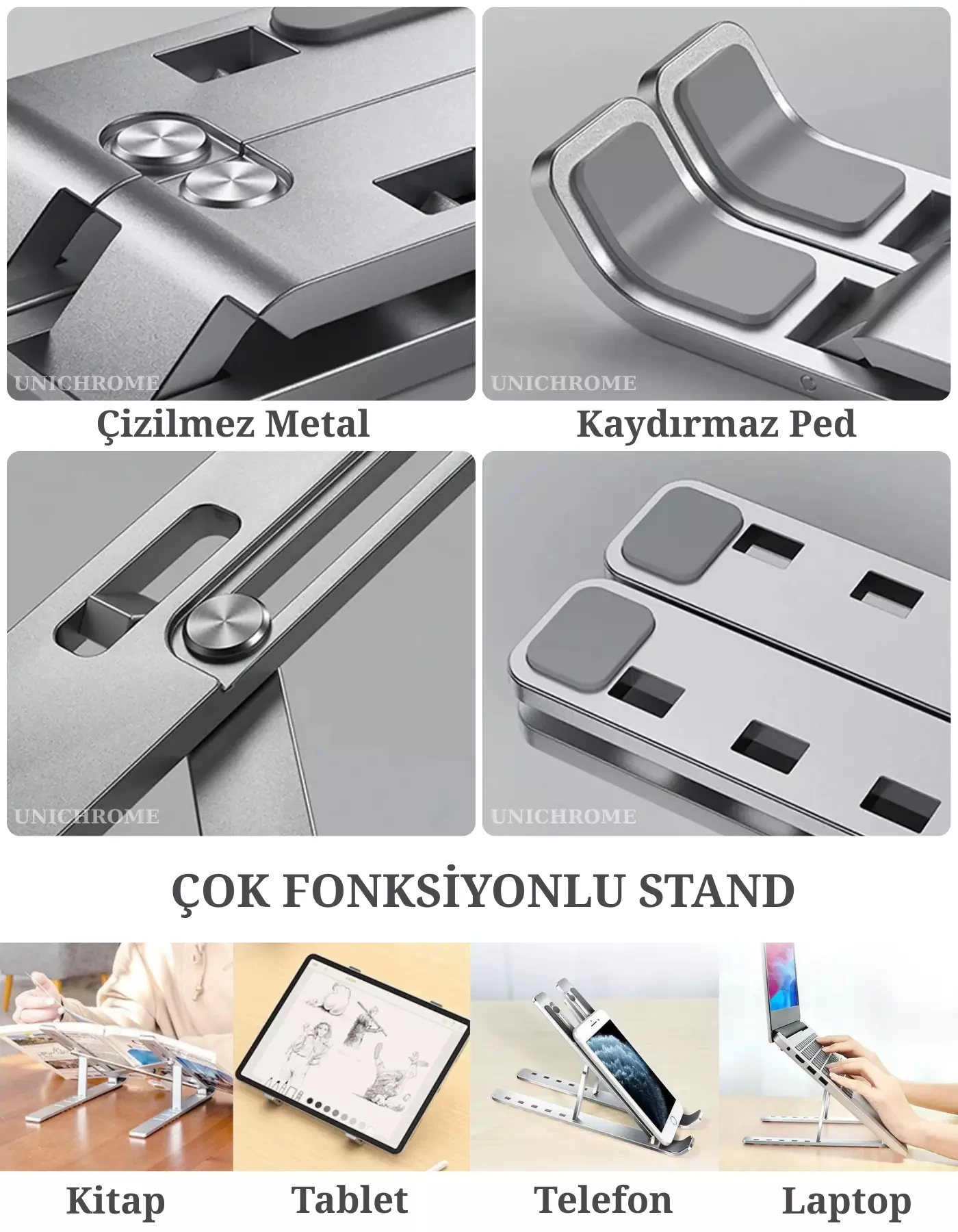Laptop Yükseltici Stand Ayarlanabilir Macbook Notebook Tablet Altlık Metal Dizüstü Bilgisayar Tutucu