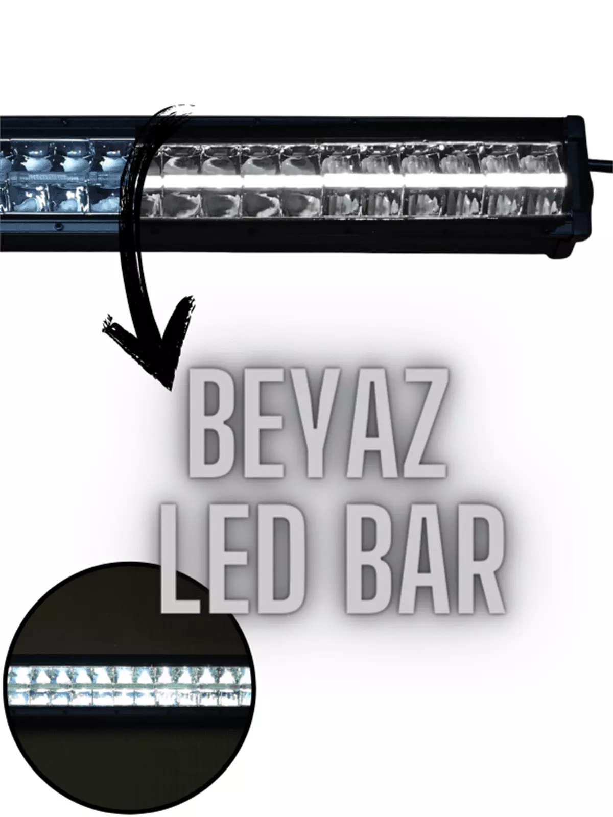 Led Bar Beyaz Işık Yayıcı Uzun Off Road Tekne Iş Makinesi Sis Farı 80cm