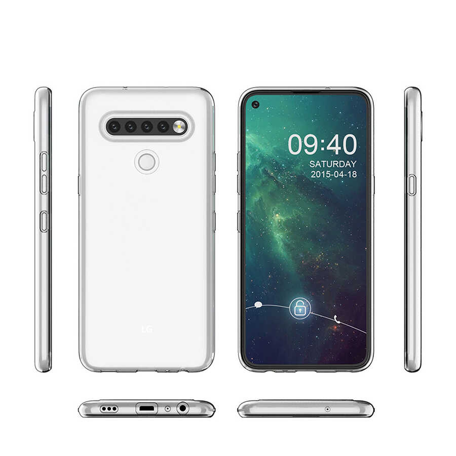 LG K61 Kılıf İnce Esnek Sararmaz Tamamen Şeffaf Süper Silikon