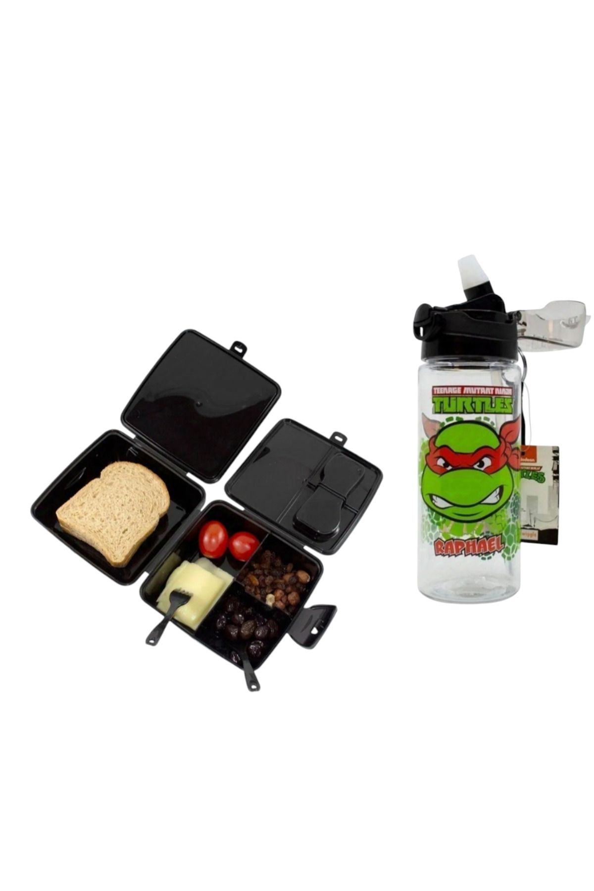 Lisanslı Ninja Turtles 500 ml Matara Ve Dört Bölmeli Beslenme Kabı Seti