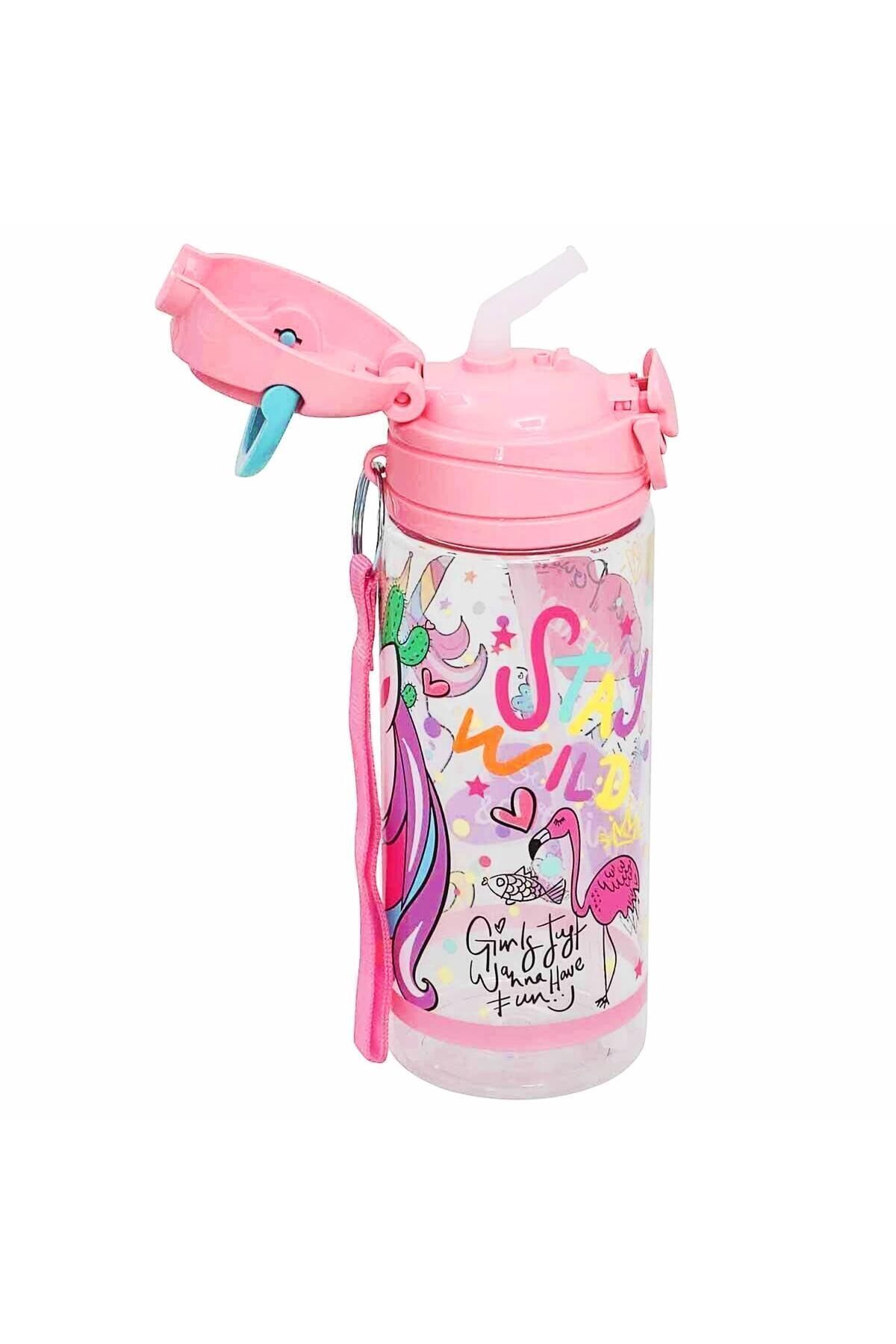 Lisanslı Pipetli Plastik Matara 500 ml Pembe (OTTO-42517)