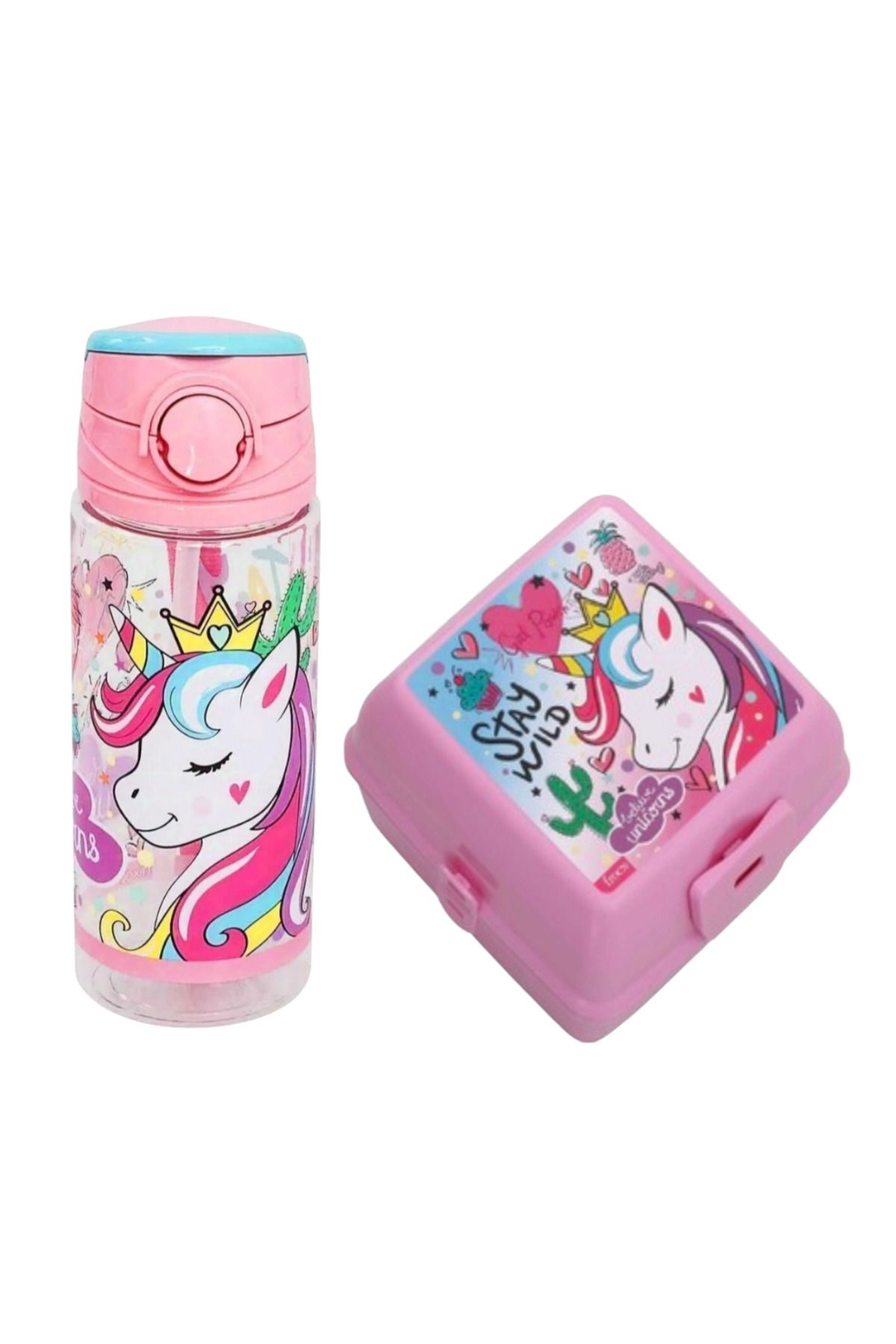 Lisanslı Unicorn 500 ml Matara Ve Dört Bölmeli Beslenme Kabı Seti
