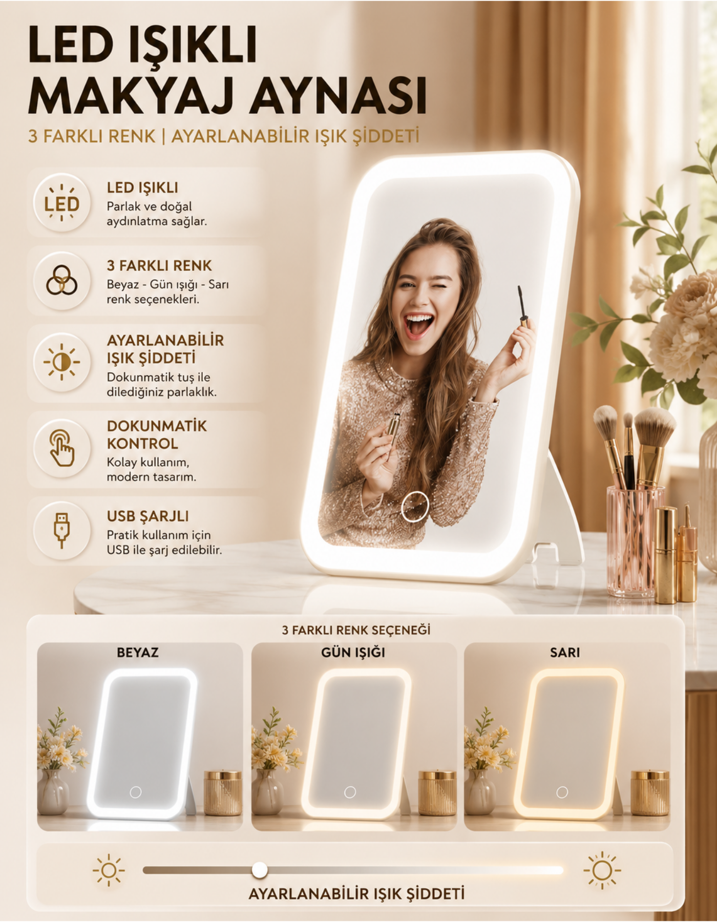 Makyaj Aynası Çanta Boy Masa El Aynası Masa Aynası Makyaj Aynası Asılabilir