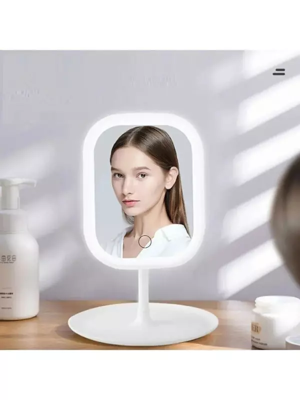 Masaüstü Dokunmatik Makyaj Aynası Led Işıklı Beyaz Renk Make Up Mirror 3 Modlu Standlı