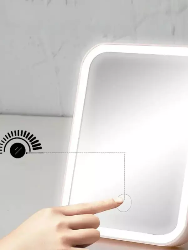 Masaüstü Dokunmatik Makyaj Aynası Led Işıklı Pembe Renk Make Up Mirror