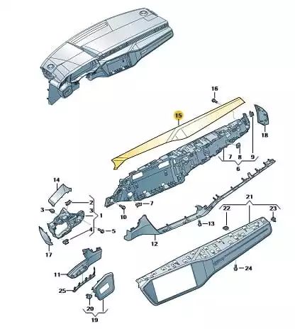 Audi A6 A7 A8 Torpido Kaplaması Çıkma Orj Karbon 4K1853190
