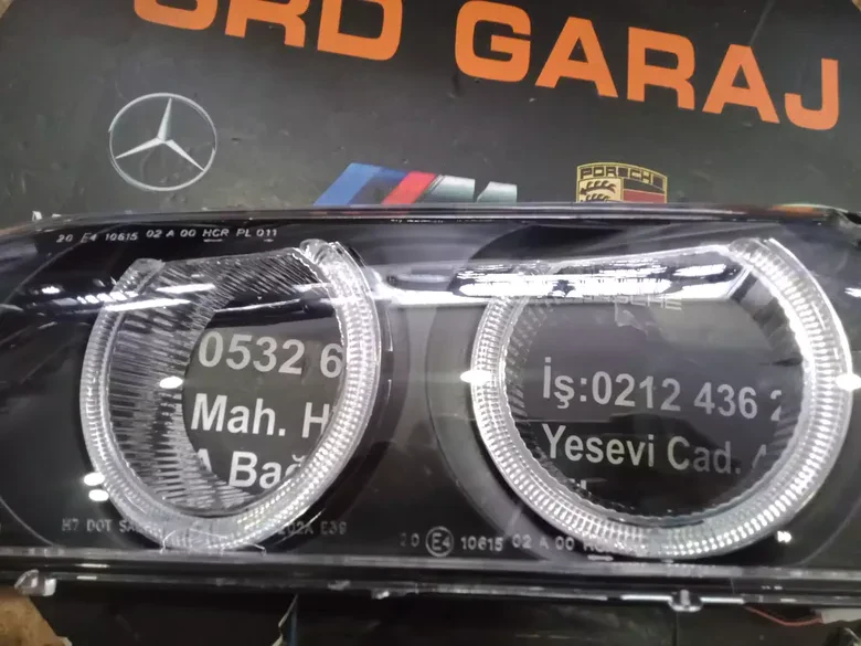 BMW E39 Angellı Siyah Sol Far Camı