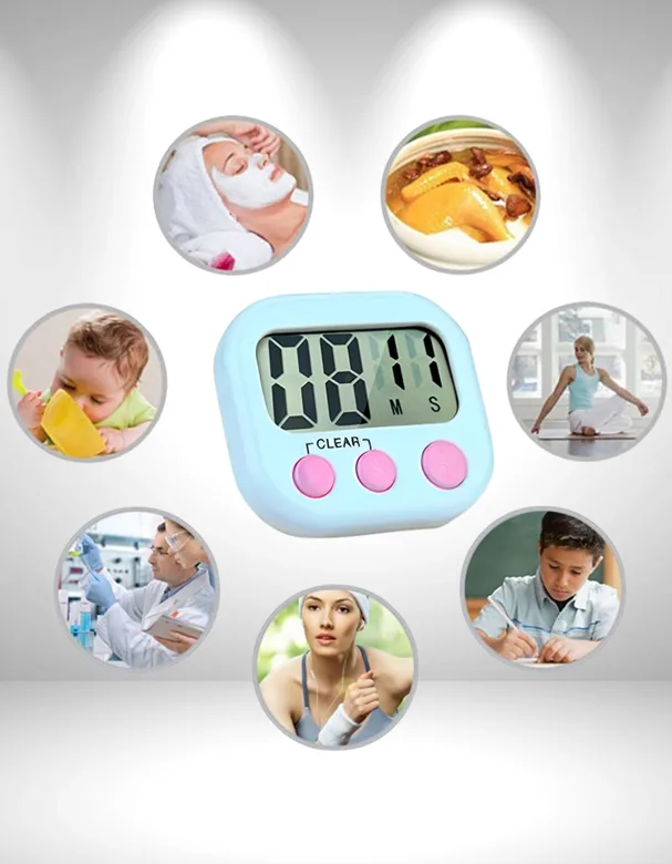 Dijital Ekranlı Alarmlı Mıknatıslı Mutfak Zamanlayıcı Fırın Timer Mavi