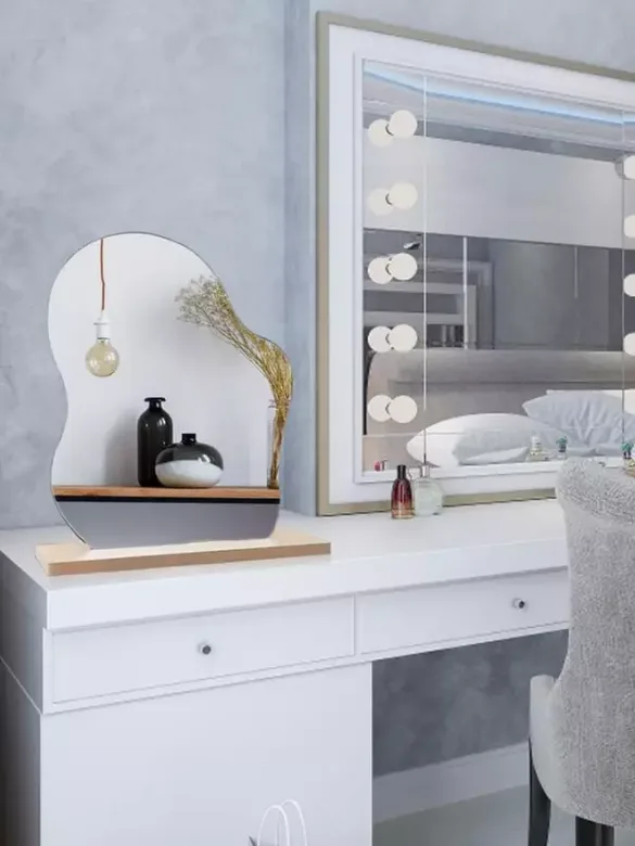 Makyaj Aynası Estetik Ahşap Makeup Mirror