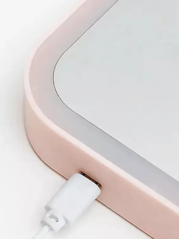 Masaüstü Dokunmatik Makyaj Aynası Led Işıklı Pembe Renk Make Up Mirror