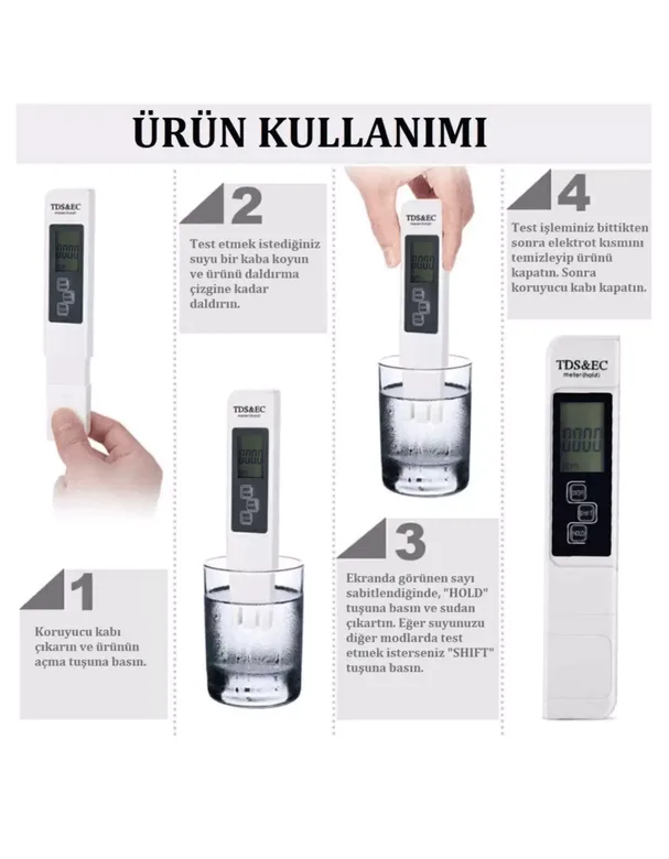 Multifonksiyonel Tds Iletkenlik Ölçer Ec Metre Yeni Model