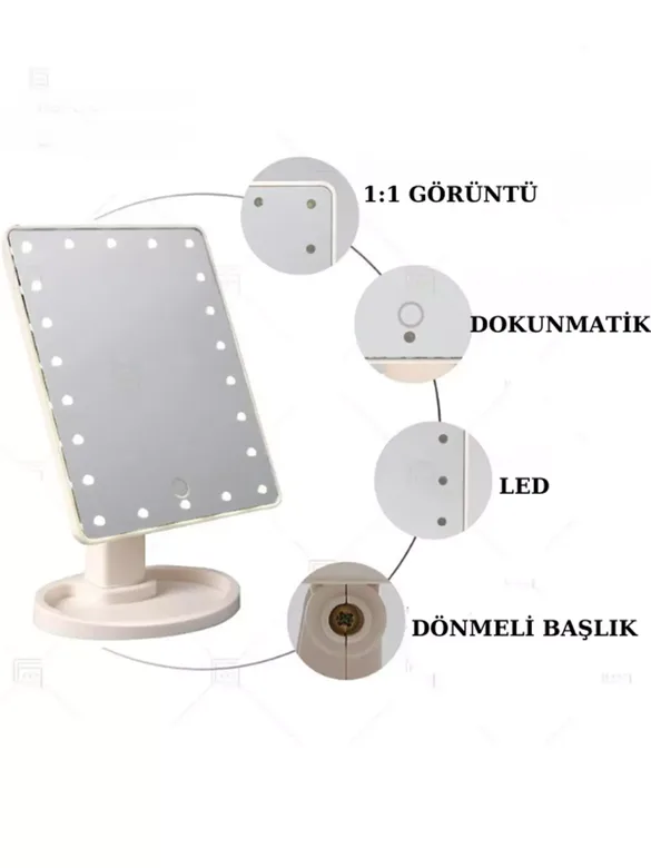 Pilli Usb li Dokunmatik Led Işıklı Masa Üstü Makyaj Aynası