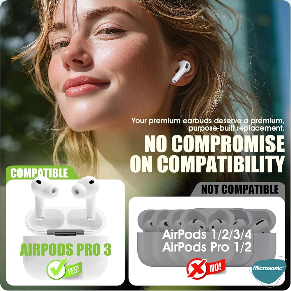 Microsonic AirPods Pro 3 için Kulaklık Uçları - 8 set (XS/S/M/L)