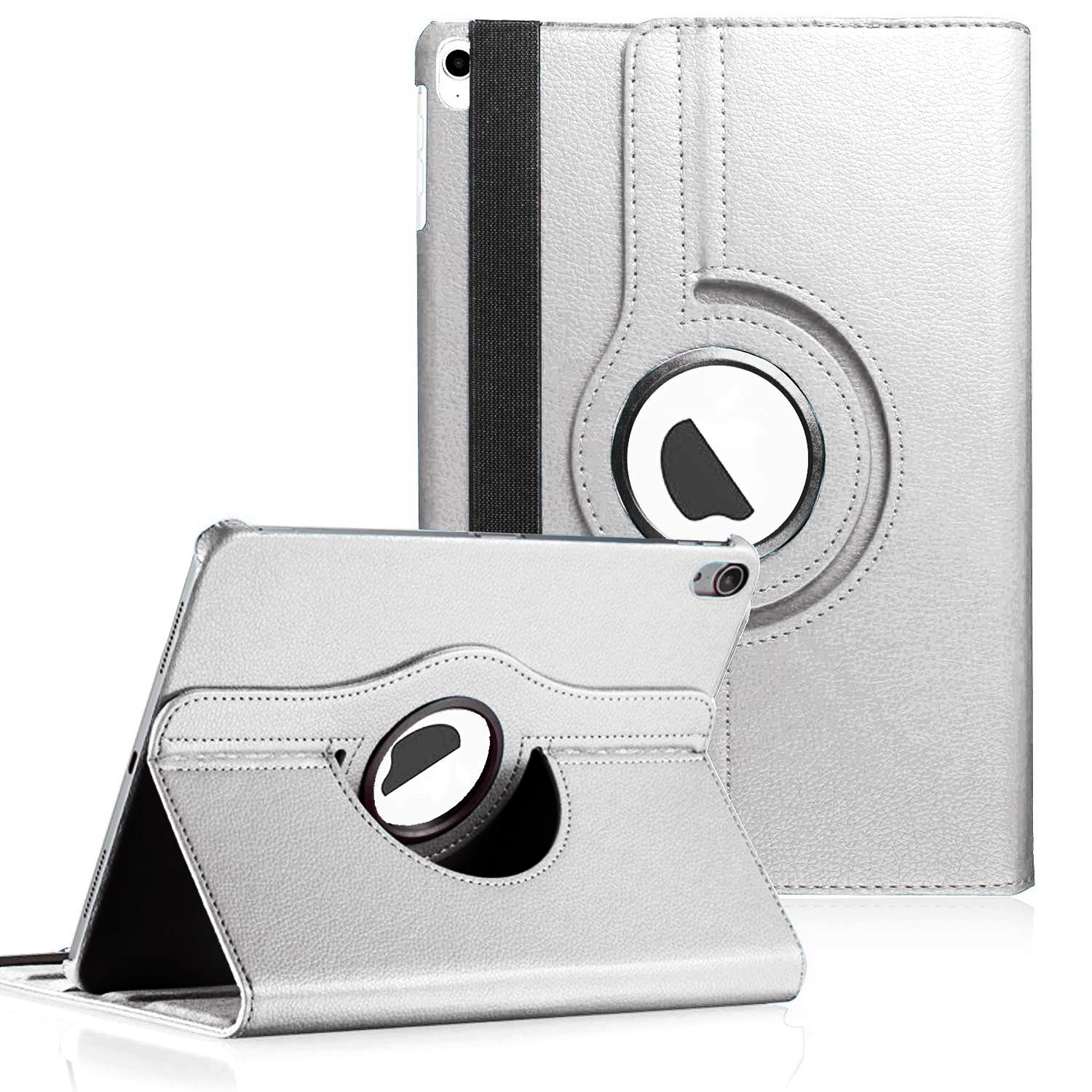 Microsonic Apple iPad Air 11 2026 Kılıf (A3459-A3460) 360 Rotating Stand Deri Gümüş