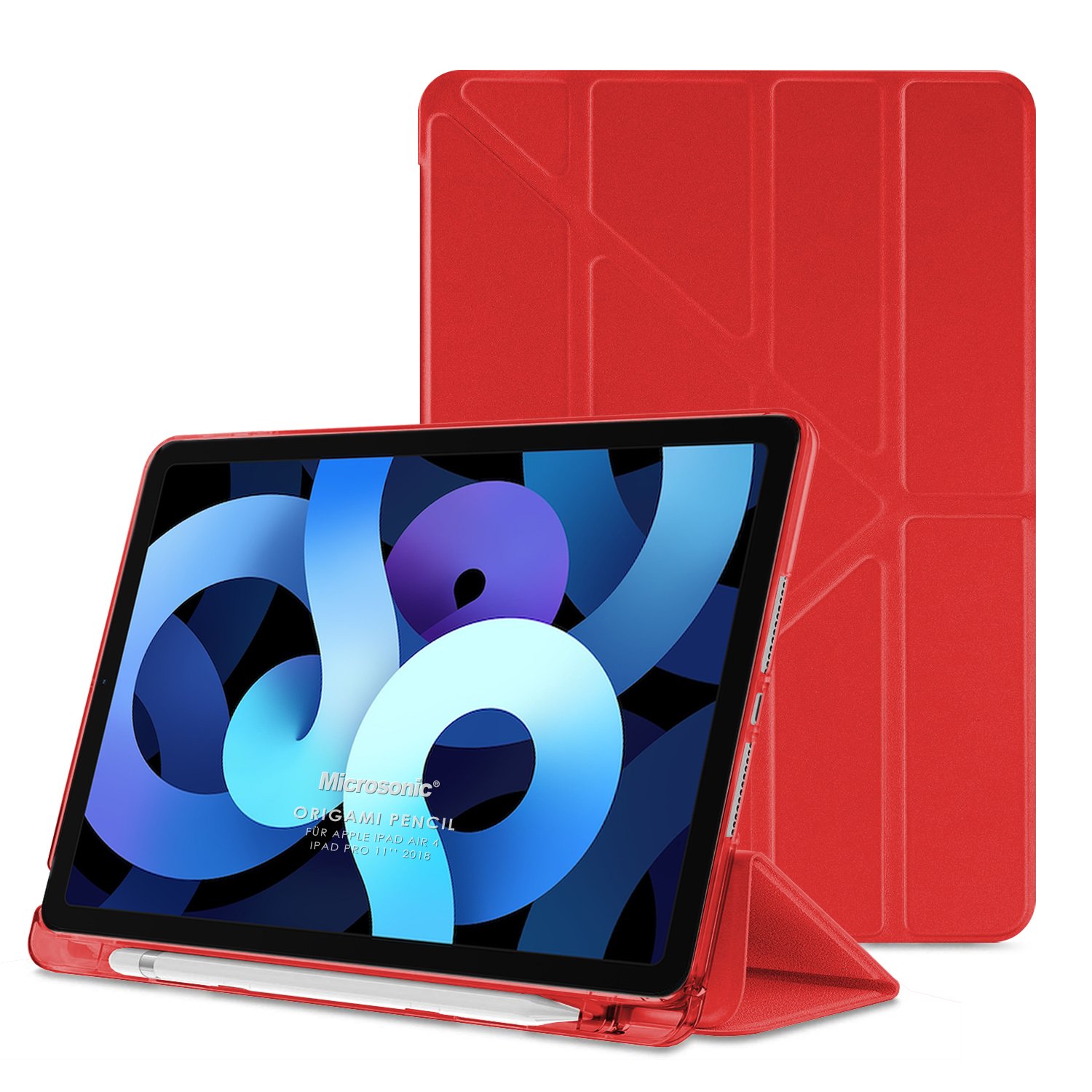 Microsonic Apple iPad Air 11 2026 Kılıf (A3459-A3460) Origami Pencil Kırmızı