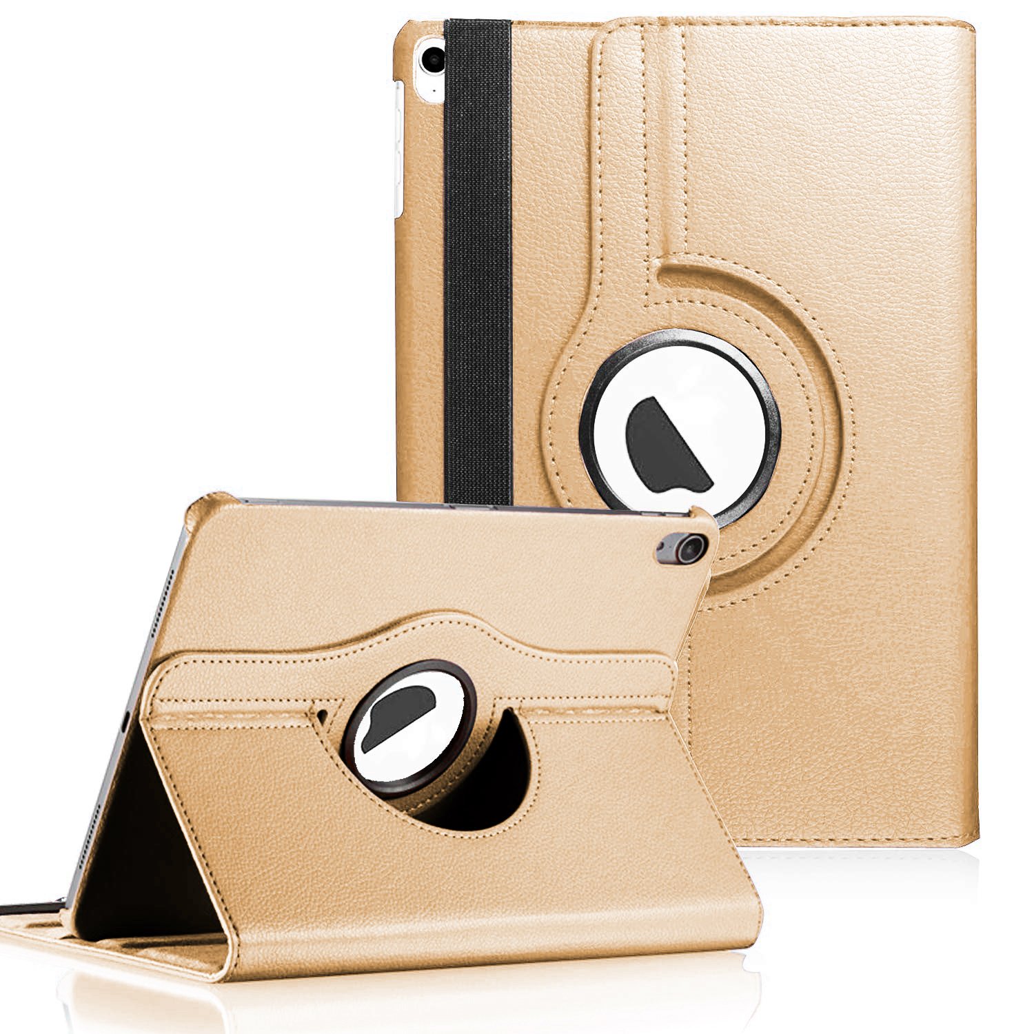 Microsonic Apple iPad Air 13 2026 Kılıf (A3461-A3462) 360 Rotating Stand Deri Gold