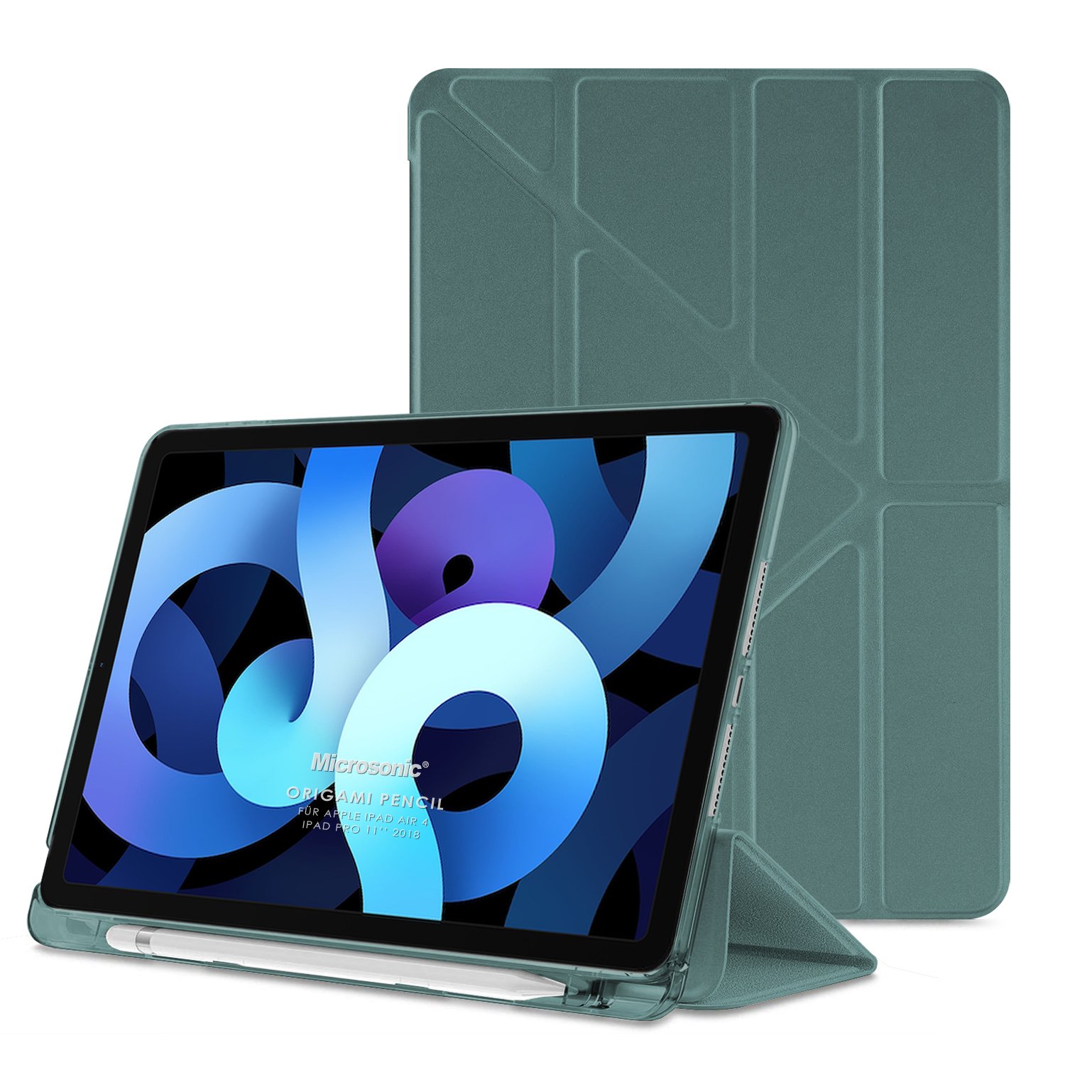 Microsonic Apple iPad Air 13 2026 Kılıf (A3461-A3462) Origami Pencil Koyu Yeşil