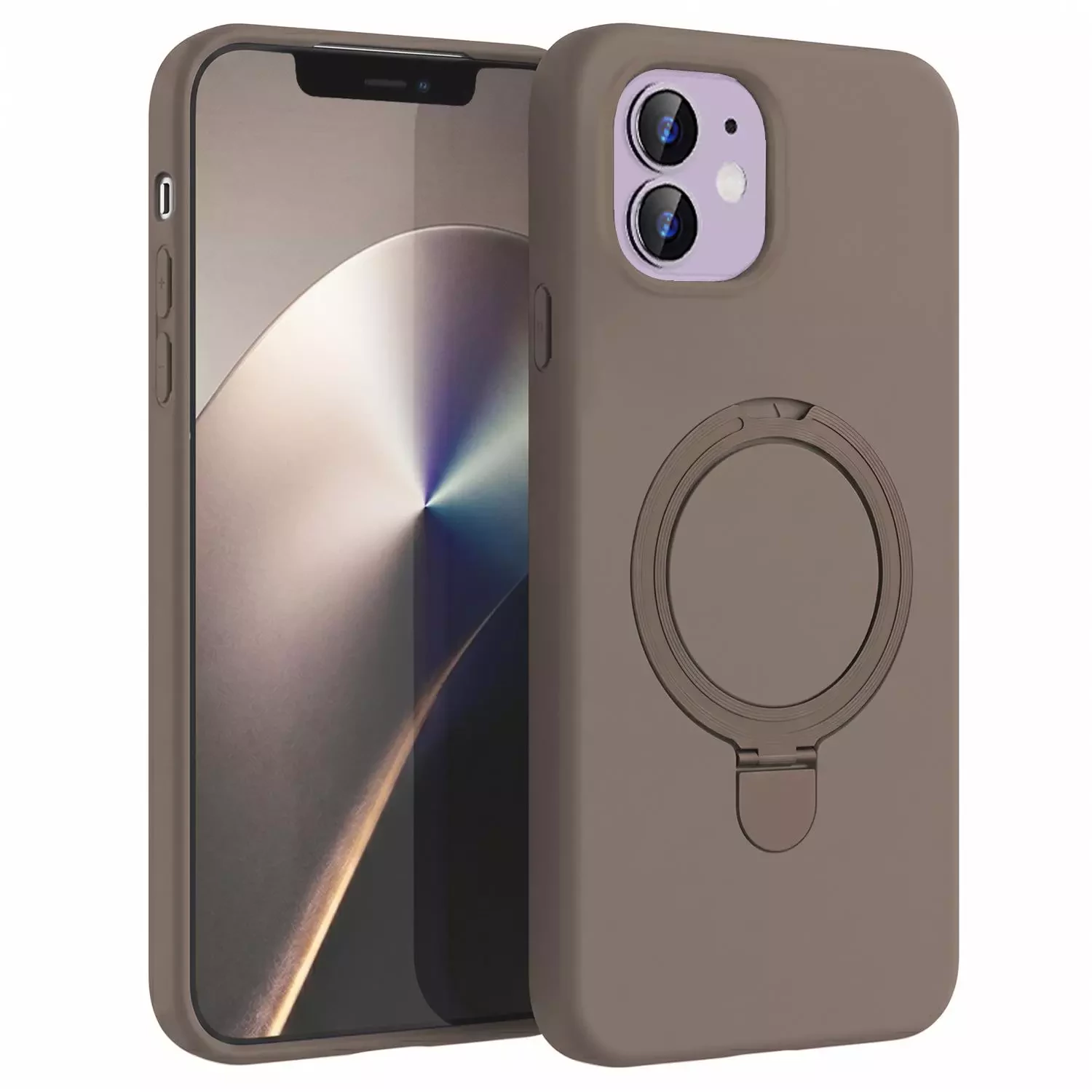 Microsonic Apple iPhone 11 Kılıf Aura Stant MagSafe Kahverengi