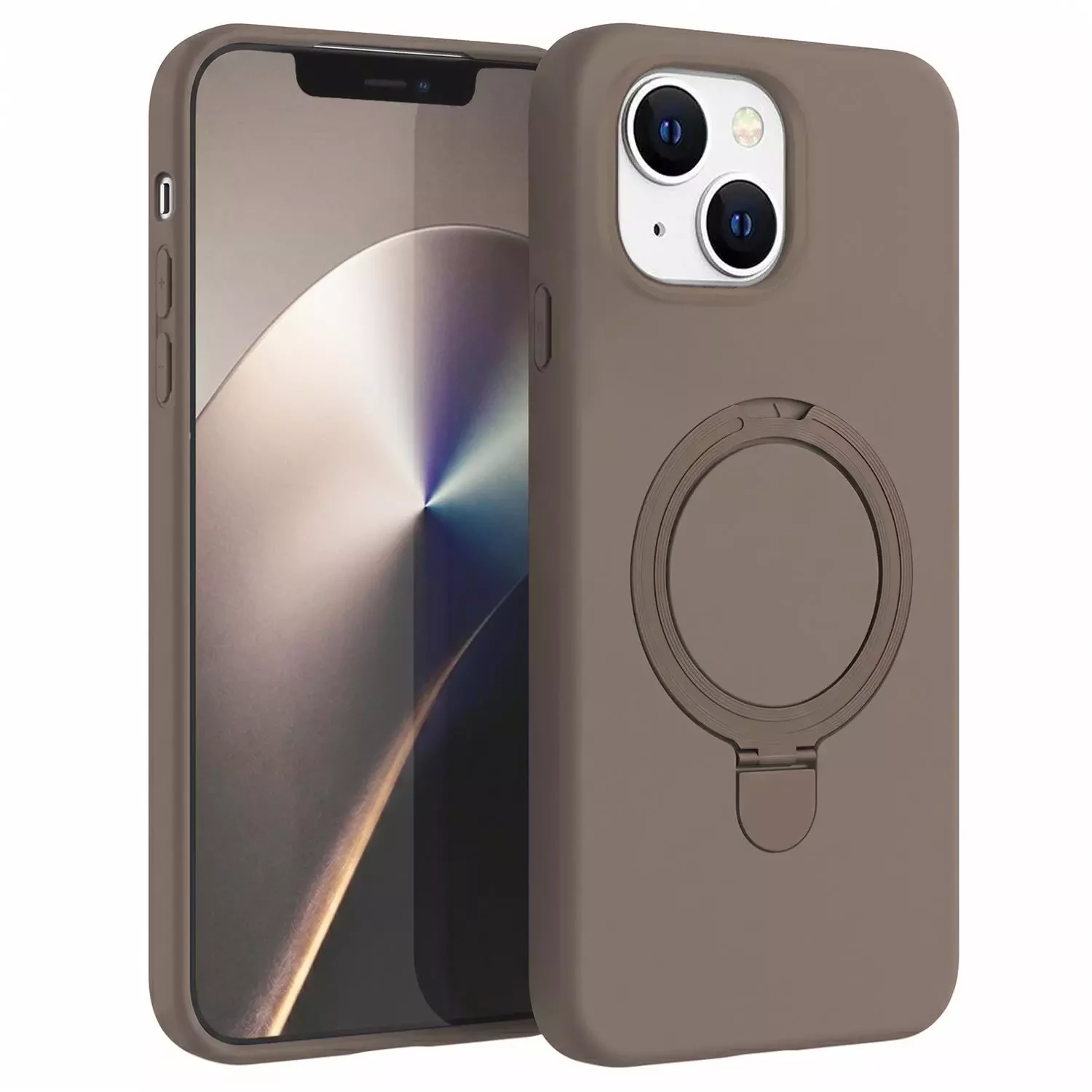 Microsonic Apple iPhone 13 Kılıf Aura Stant MagSafe Kahverengi