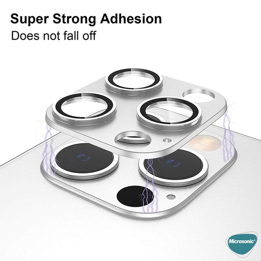 Microsonic Apple iPhone 13 Pro Kamera Lens Koruma Camı V2 Gümüş