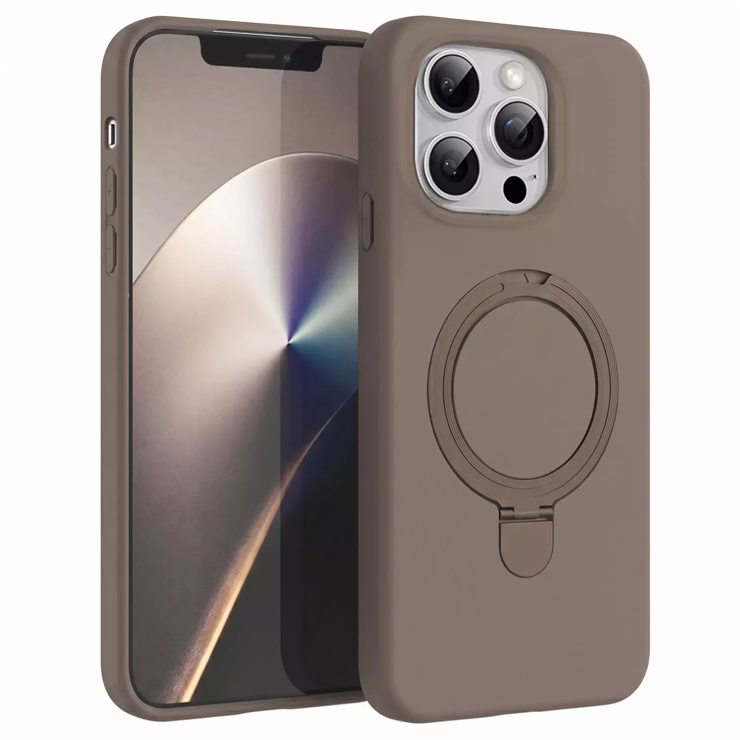 Microsonic Apple iPhone 13 Pro Max Kılıf Aura Stant MagSafe Kahverengi