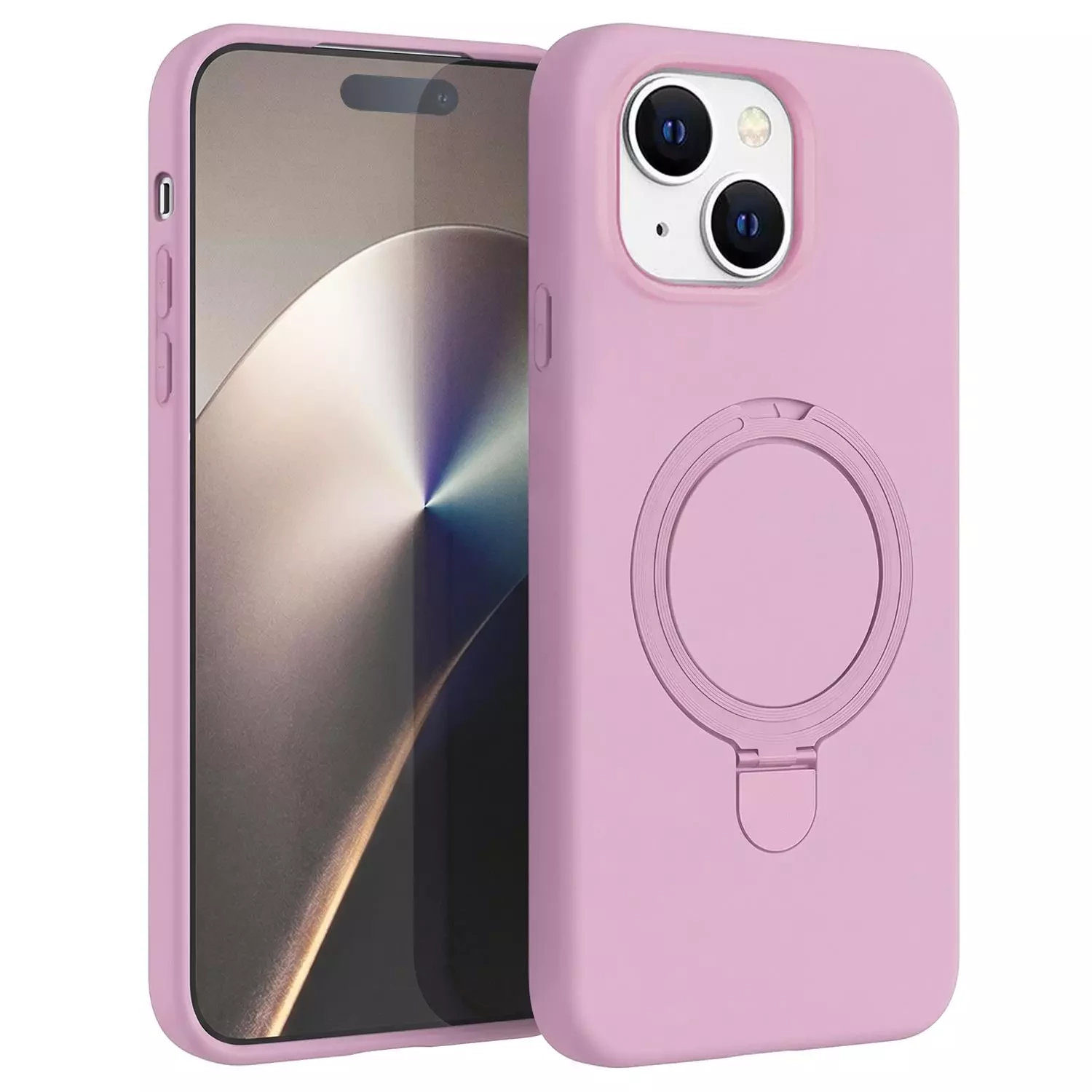 Microsonic Apple iPhone 15 Plus Kılıf Aura Stant MagSafe Pembe