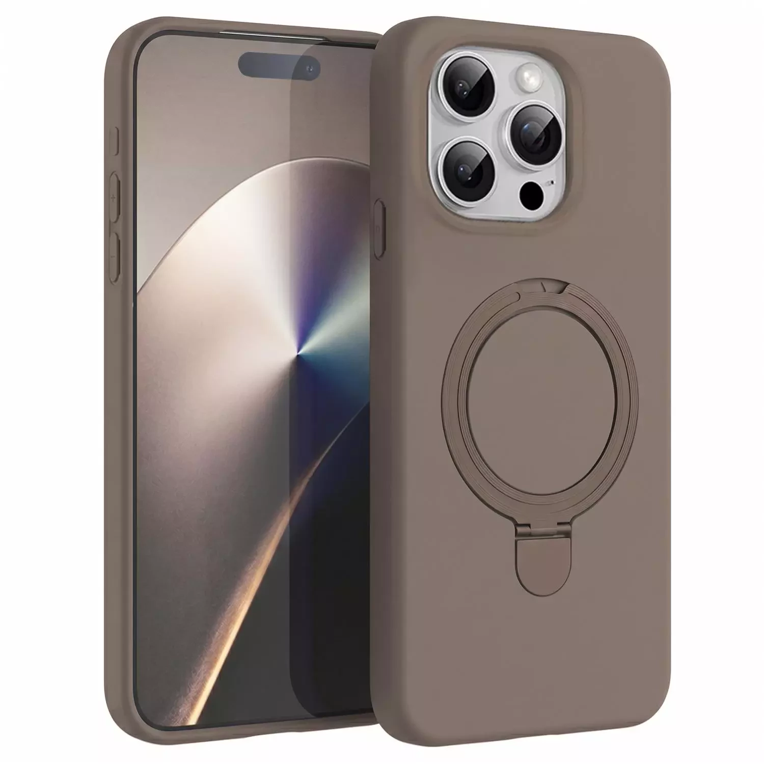 Microsonic Apple iPhone 15 Pro Kılıf Aura Stant MagSafe Kahverengi
