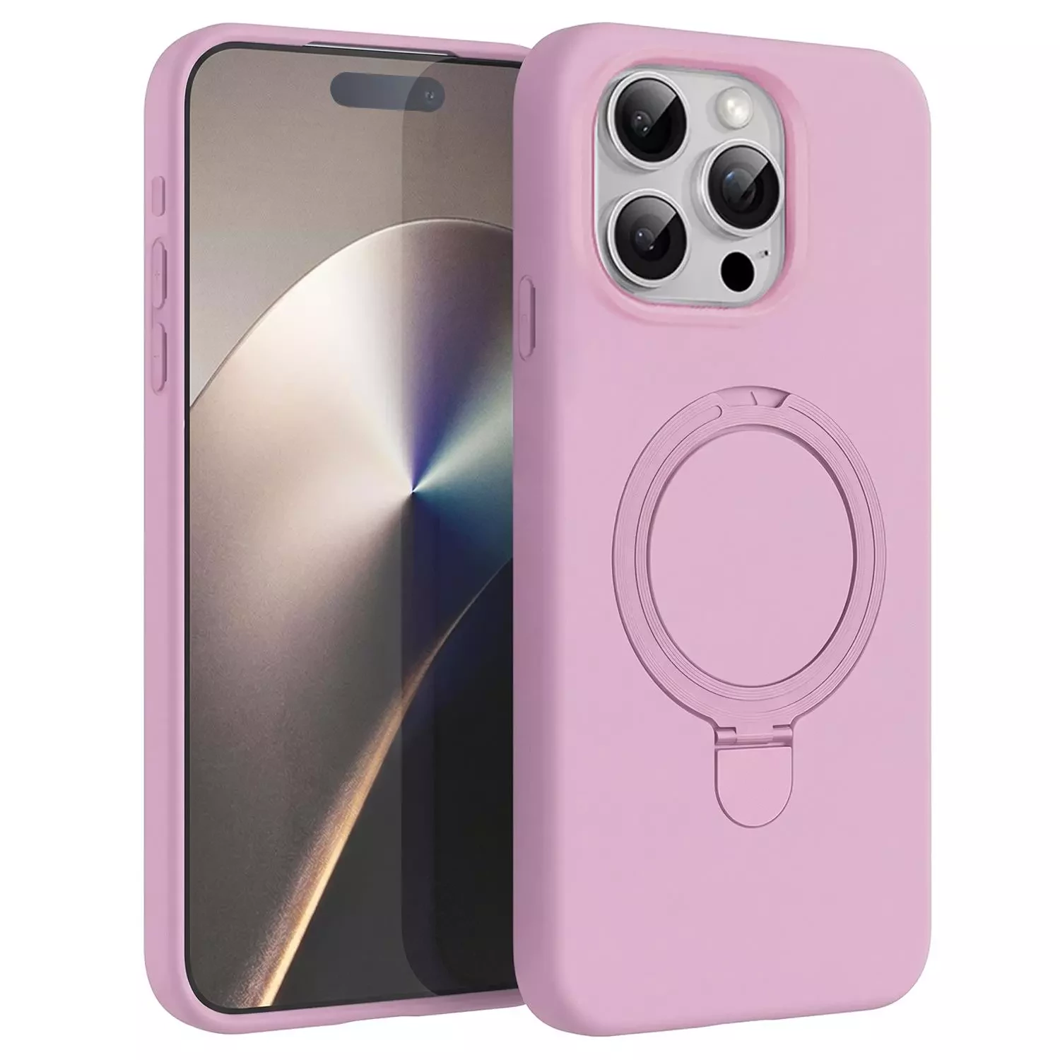 Microsonic Apple iPhone 15 Pro Kılıf Aura Stant MagSafe Pembe