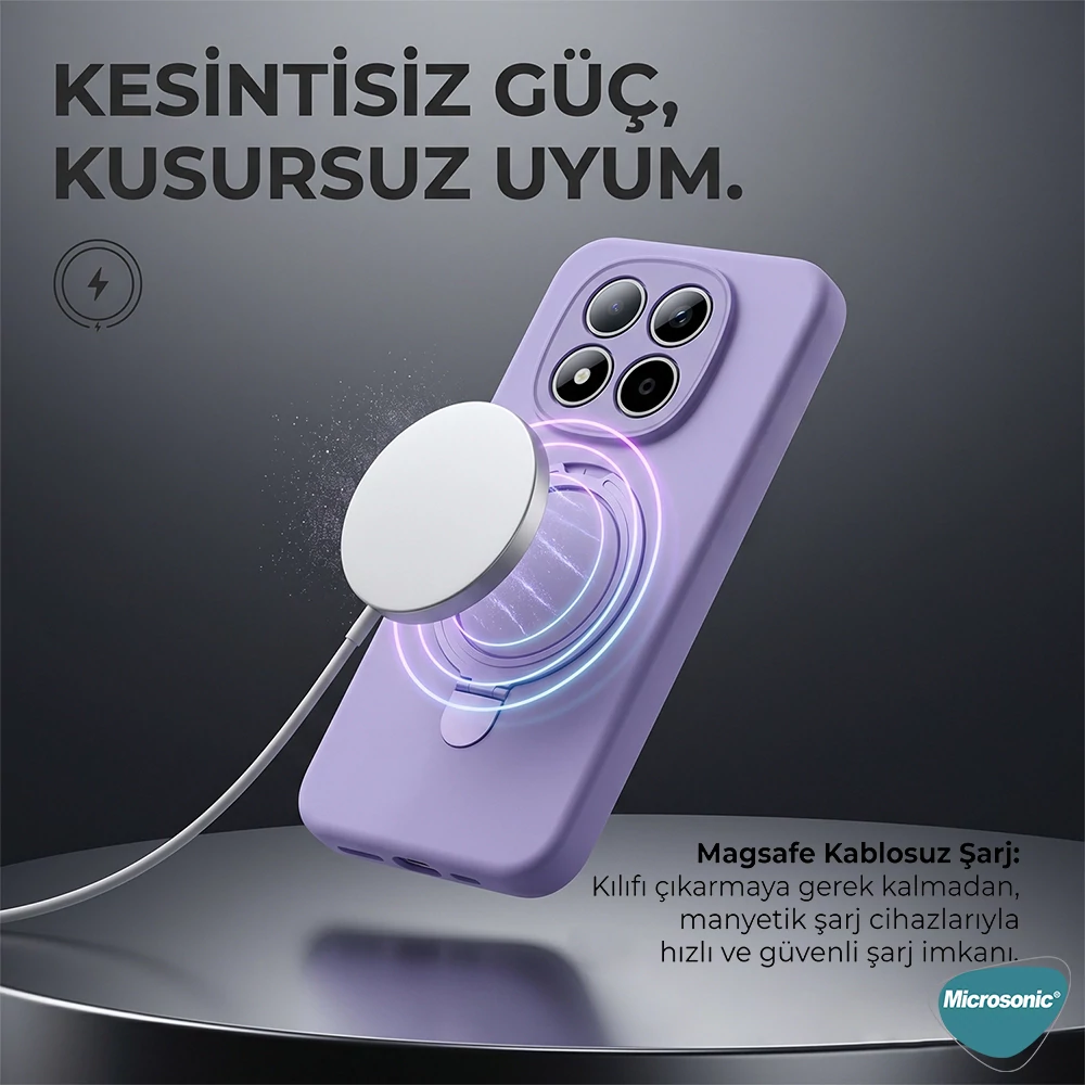 Microsonic Apple iPhone 15 Pro Kılıf Aura Stant MagSafe Pembe