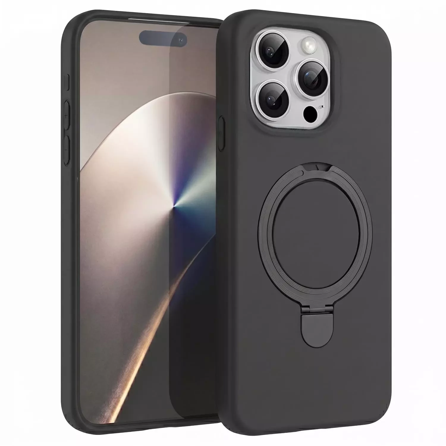 Microsonic Apple iPhone 15 Pro Kılıf Aura Stant MagSafe Siyah