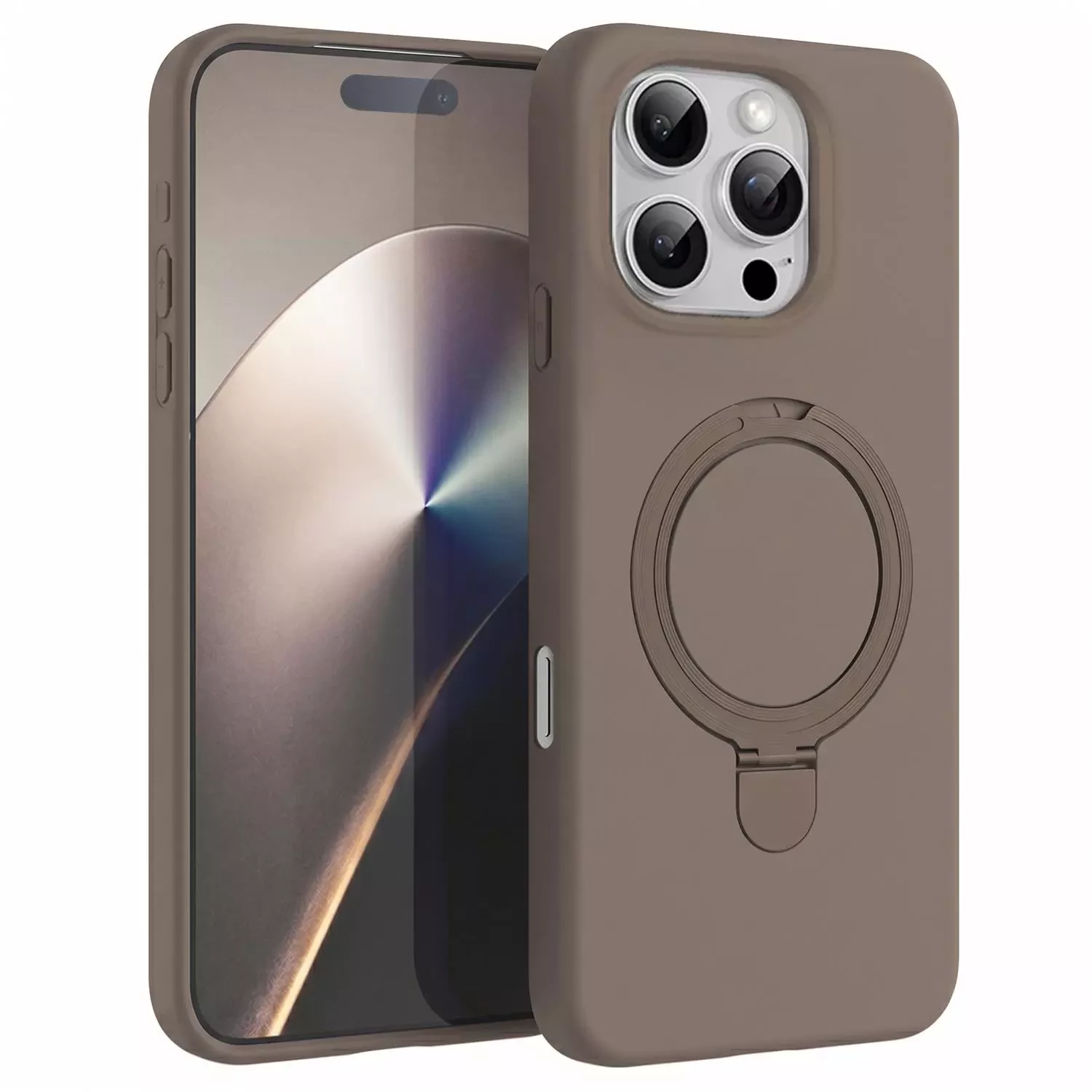 Microsonic Apple iPhone 16 Pro Kılıf Aura Stant MagSafe Kahverengi