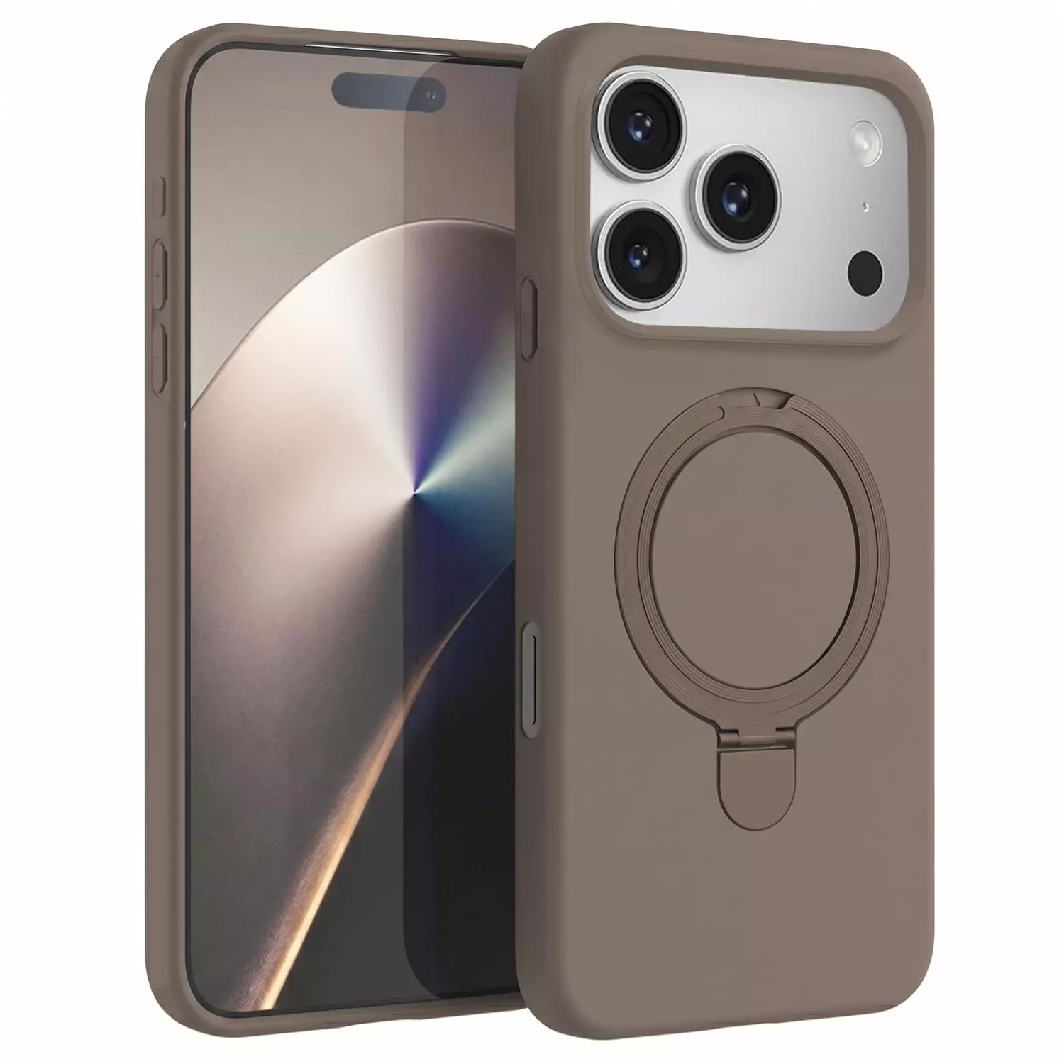 Microsonic Apple iPhone 17 Pro Max Kılıf Aura Stant MagSafe Kahverengi