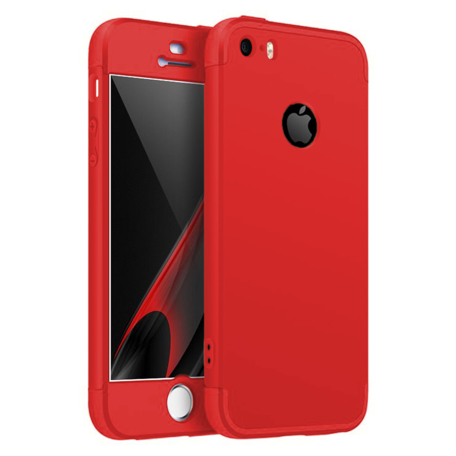 Microsonic Apple iPhone 5 / 5S Kılıf Double Dip 360 Protective Kırmızı