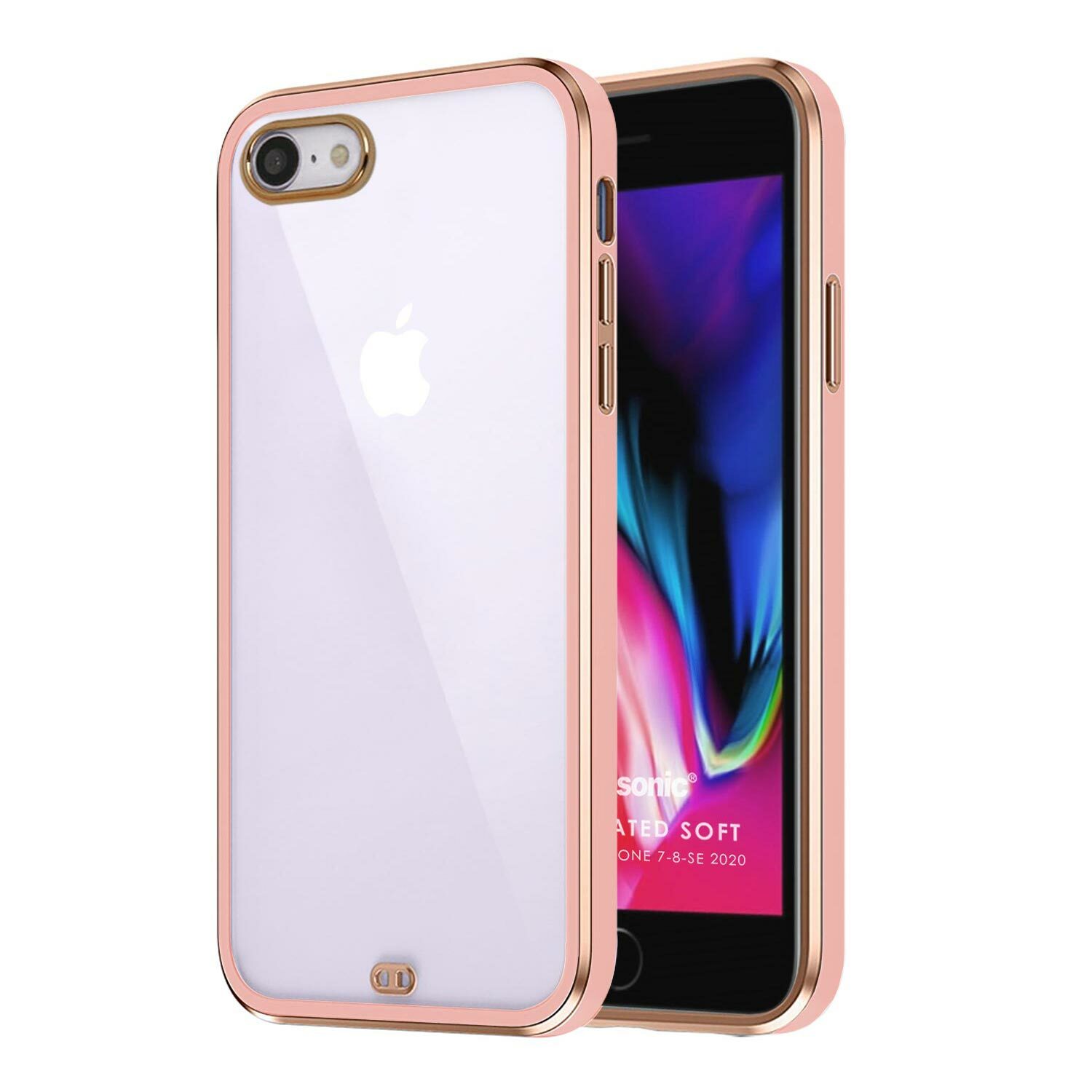 Microsonic Apple iPhone 8 Kılıf Laser Plated Soft Pembe