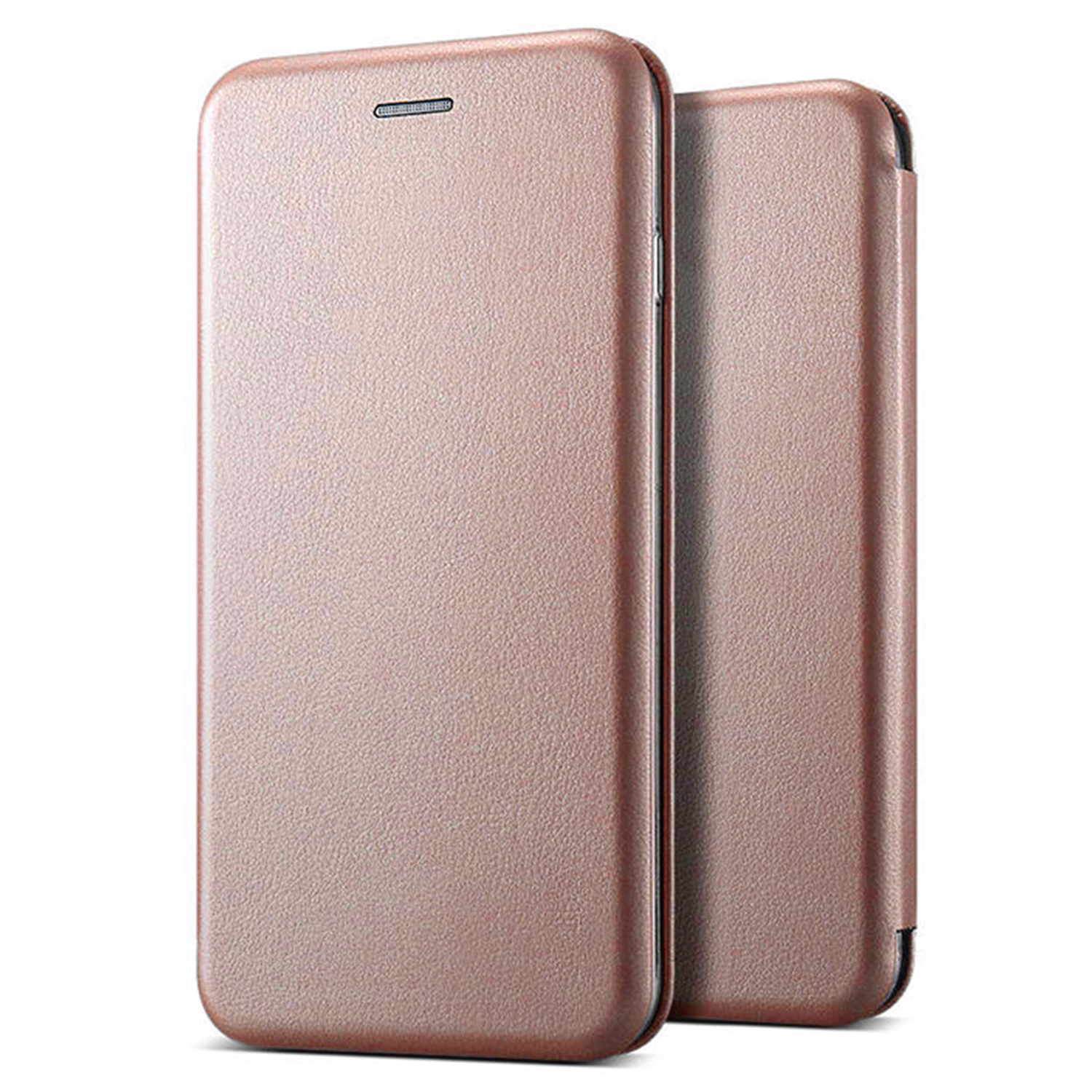 Microsonic Apple iPhone X Klııf Slim Leather Design Flip Cover Rose Gold