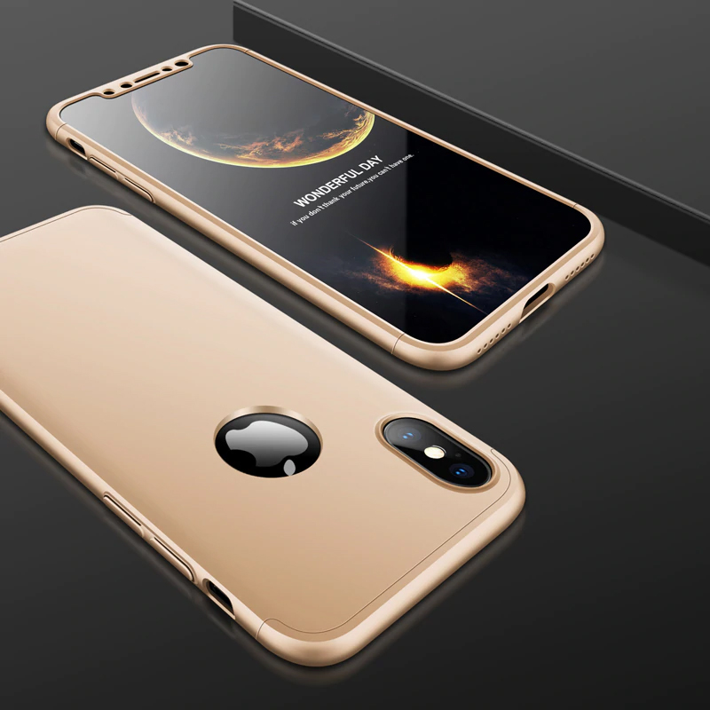 Microsonic Apple iPhone XS Kılıf Double Dip 360 Protective Lacivert