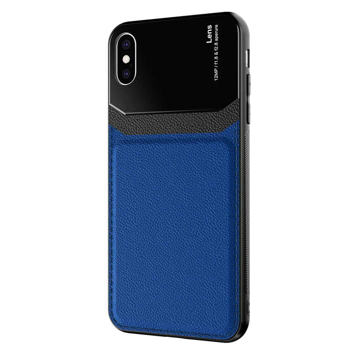Microsonic Apple iPhone XS Kılıf Uniq Leather Lacivert