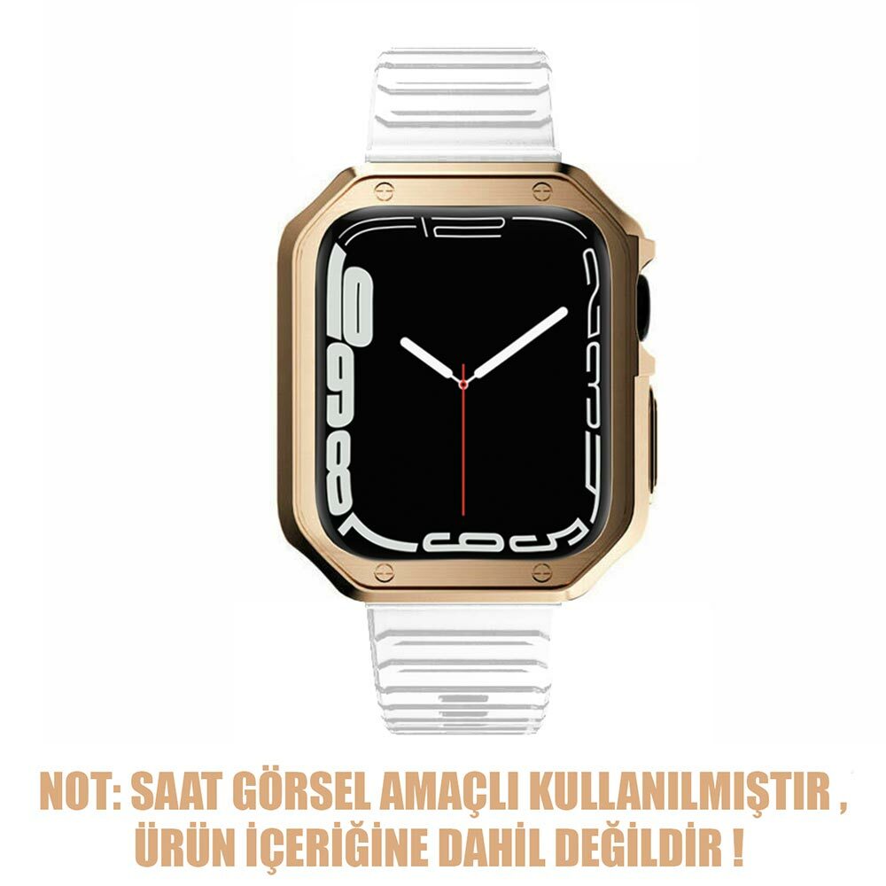 Microsonic Apple Watch 6 40mm Kordon Fullbody Quadra Resist Beyaz Rose