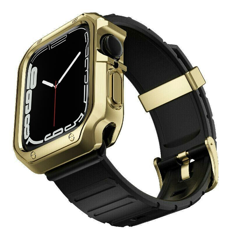 Microsonic Apple Watch 6 40mm Kordon Fullbody Quadra Resist Siyah Gold