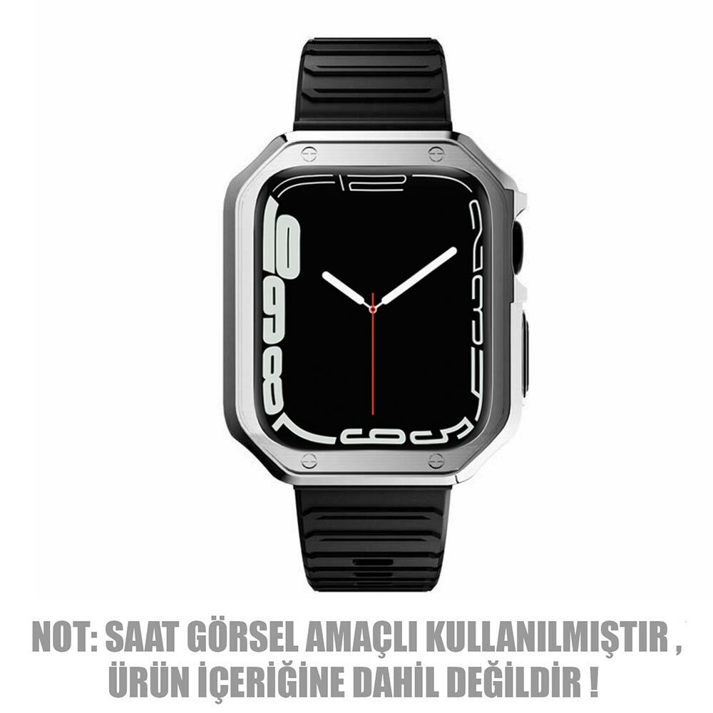 Microsonic Apple Watch SE 40mm Kordon Fullbody Quadra Resist Siyah Gümüş