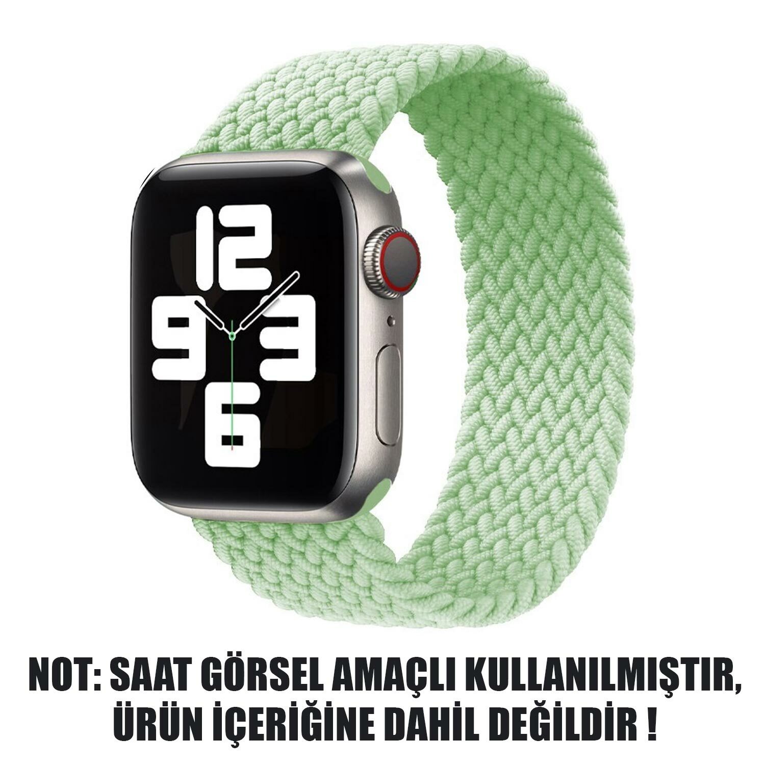 Microsonic Apple Watch Series 6 40mm Kordon, (Large Size, 160mm) Knitted Fabric Single Loop Açık Yeşil