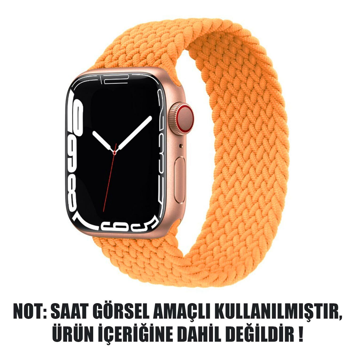 Microsonic Apple Watch Series 6 40mm Kordon, (Large Size, 160mm) Knitted Fabric Single Loop Turuncu