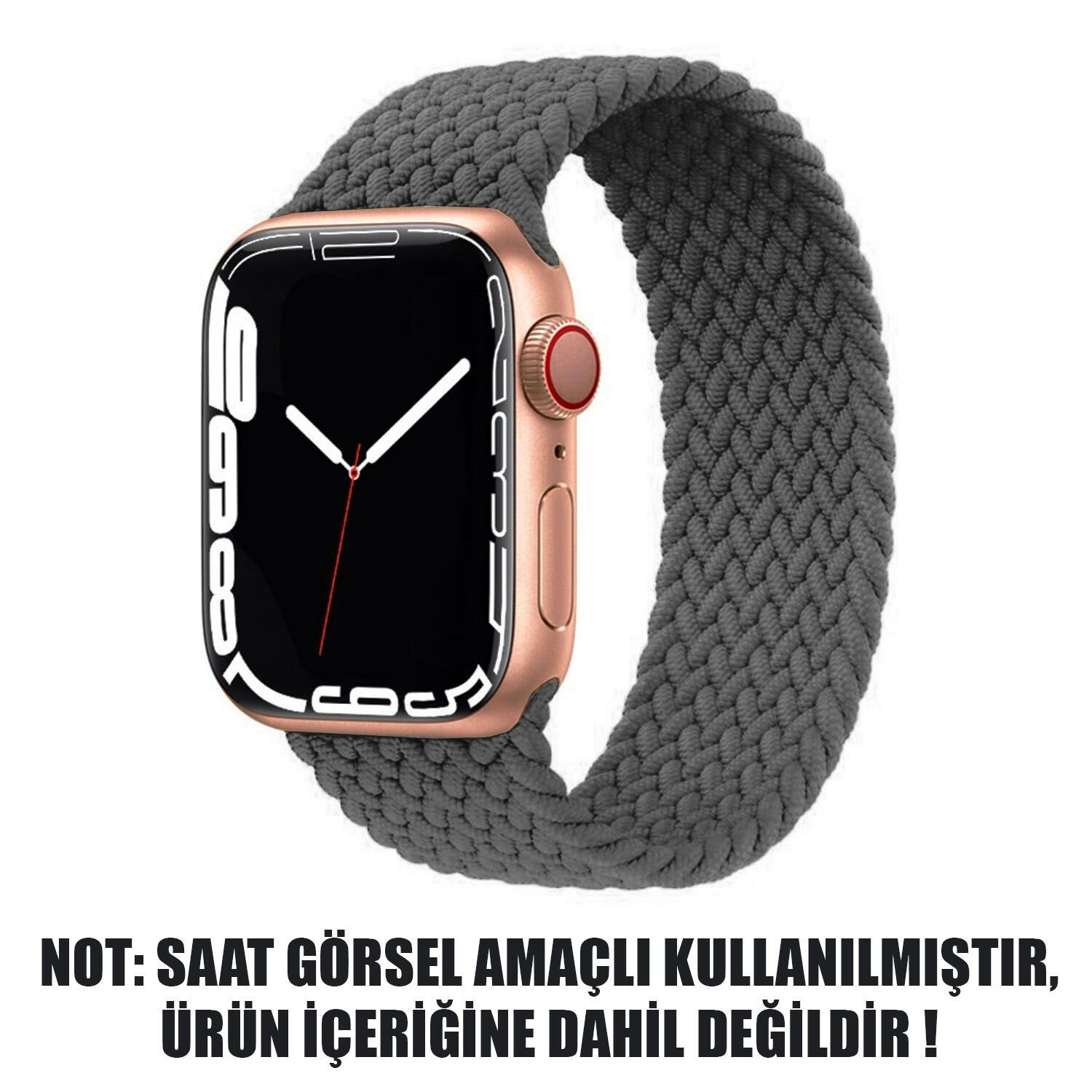 Microsonic Apple Watch Series 6 40mm Kordon, (Medium Size, 147mm) Knitted Fabric Single Loop Koyu Gri