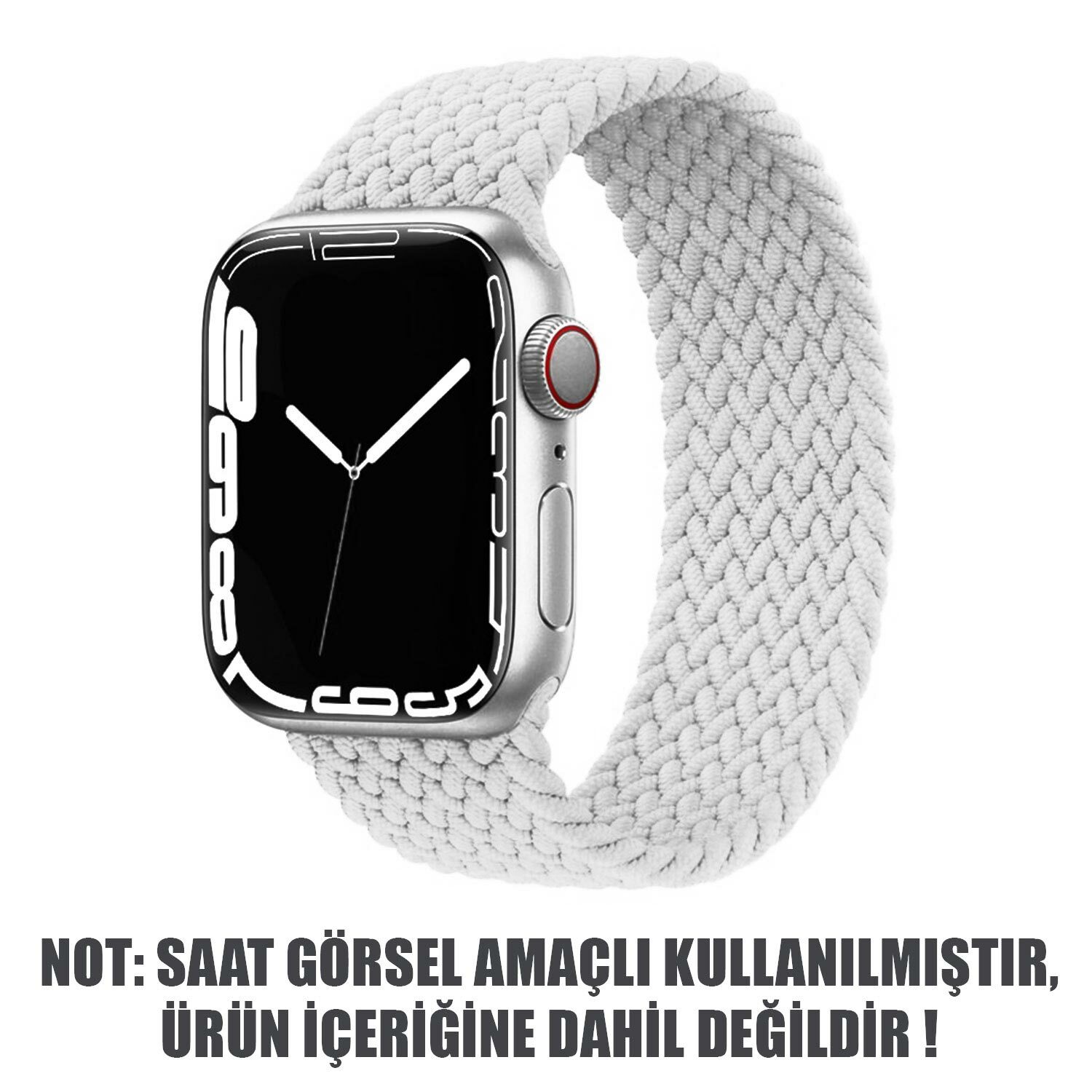 Microsonic Apple Watch Series 6 40mm Kordon, (Small Size, 127mm) Knitted Fabric Single Loop Beyaz