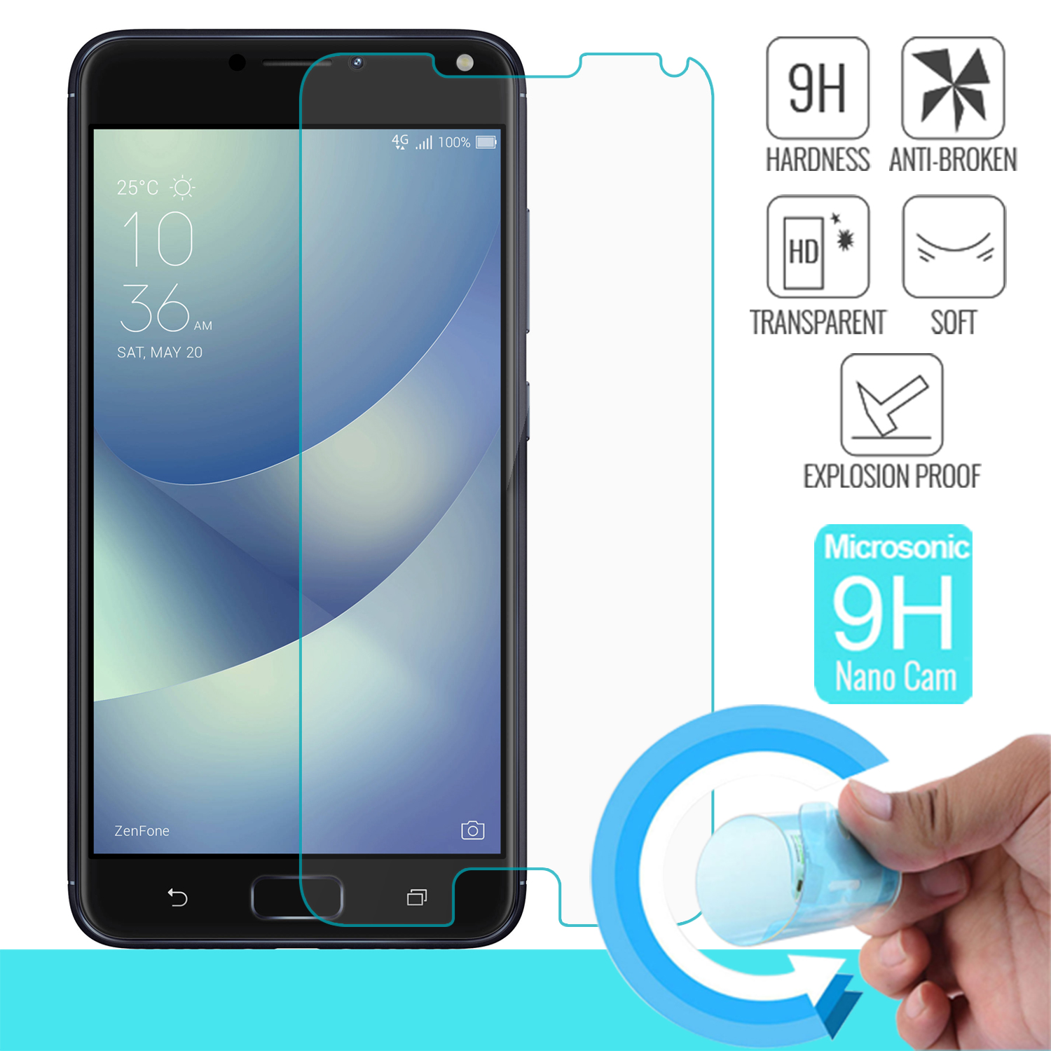 Microsonic Asus Zenfone 4 Max (5.5'') ZC554KL Temperli Cam Ekran koruyucu Kırılmaz film