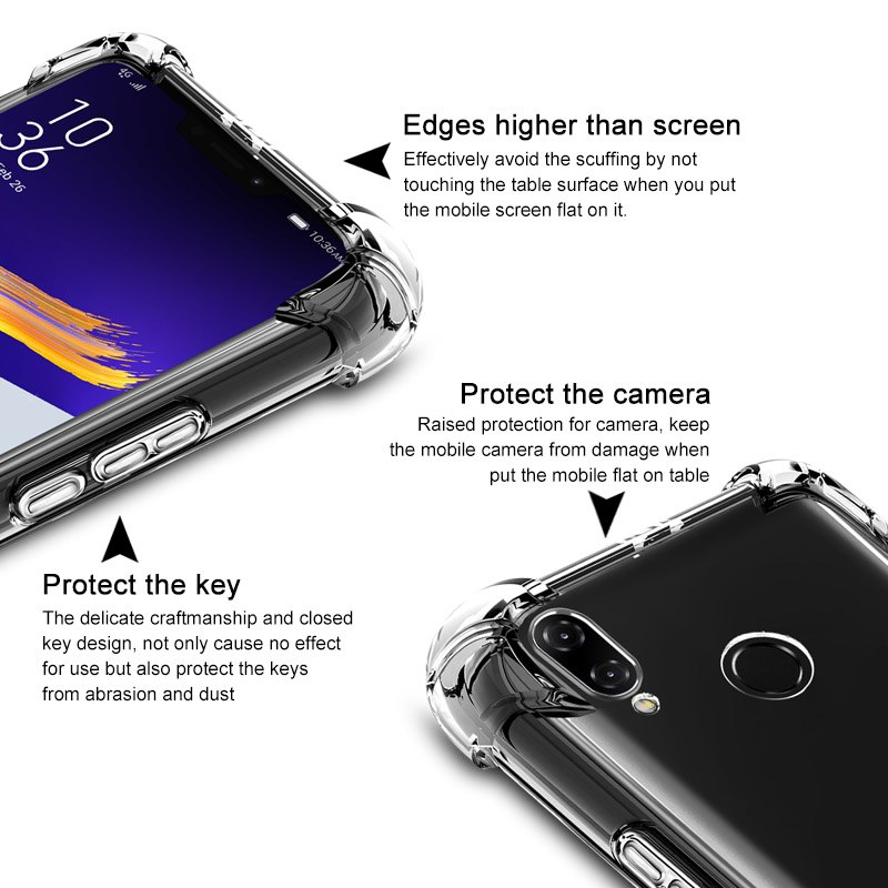 Microsonic Asus Zenfone 5Z ZS620KL Kılıf Anti Shock Silikon Şeffaf