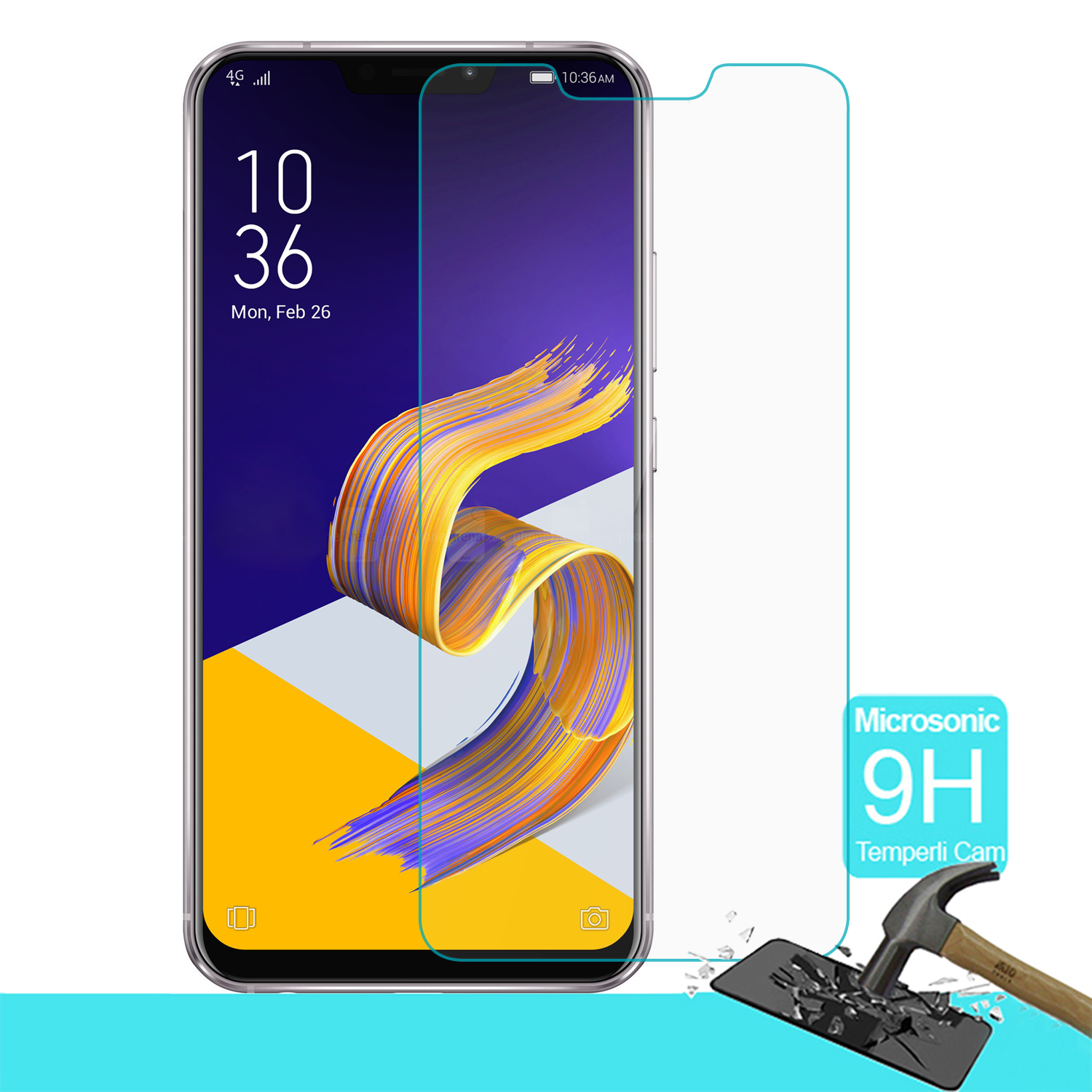 Microsonic Asus Zenfone 5Z (6.2'') ZS620KL Temperli Cam Ekran koruyucu Kırılmaz film