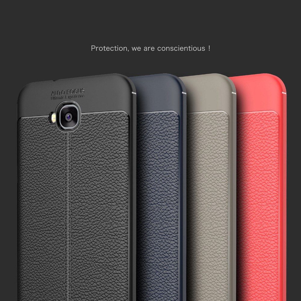 Microsonic Asus Zenfone Live (5.5'') ZB553KL Kılıf Deri Dokulu Silikon Lacivert