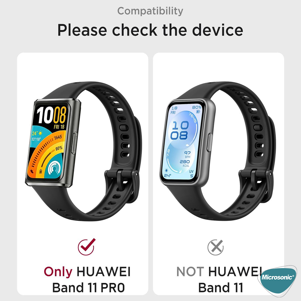 Microsonic Huawei Band 11 Pro Kılıf 360 Full Round Soft Silicone Siyah